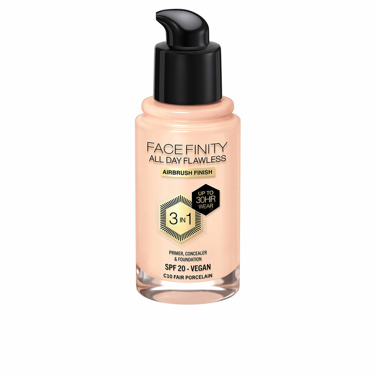 Bază de machiaj cremoasă Max Factor Face Finity All Day Flawless 3 în 1 Spf 20 Nº C10 Fair porcelain 30 ml